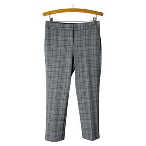 Ann Taylor black white plaid preppy curvy fit academia cropped pants 2P
